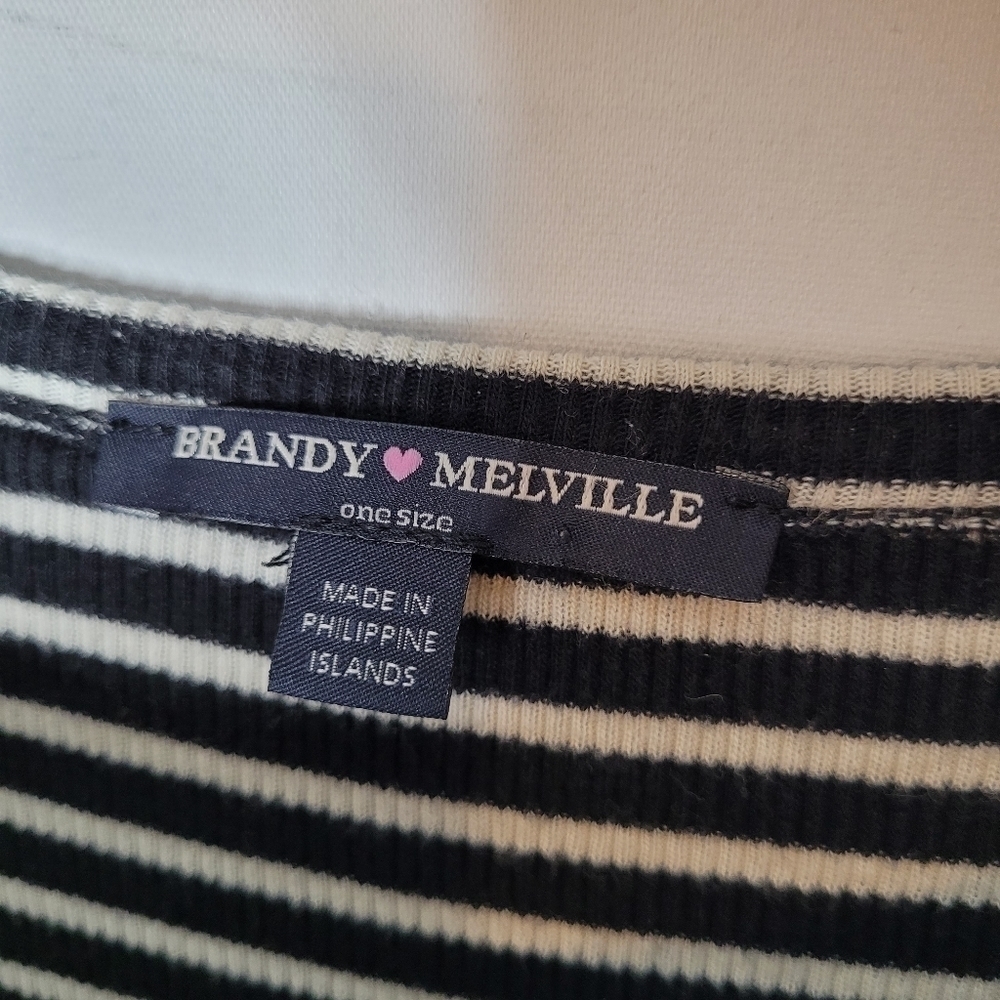 Brandy Melville Short Sleeved Black and White Striped Dress - Picture 5 of 9